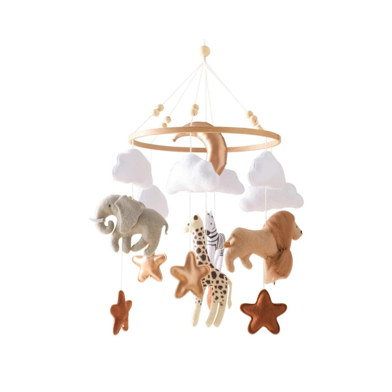 Wooden Baby Crib Mobile – Soft Felt Balloon Rattle Toy with Music