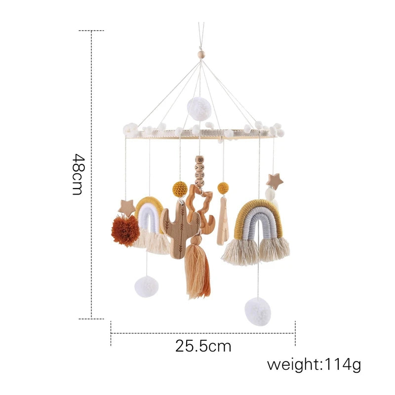 Baby Crib Mobile with Wooden Rabbit | Musical Bed Bell Toy