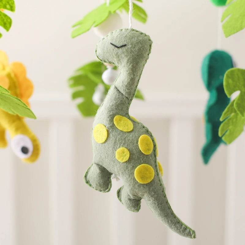 Wooden Dinosaur Baby Crib Mobile – Soft Felt Rattle Toy Gift