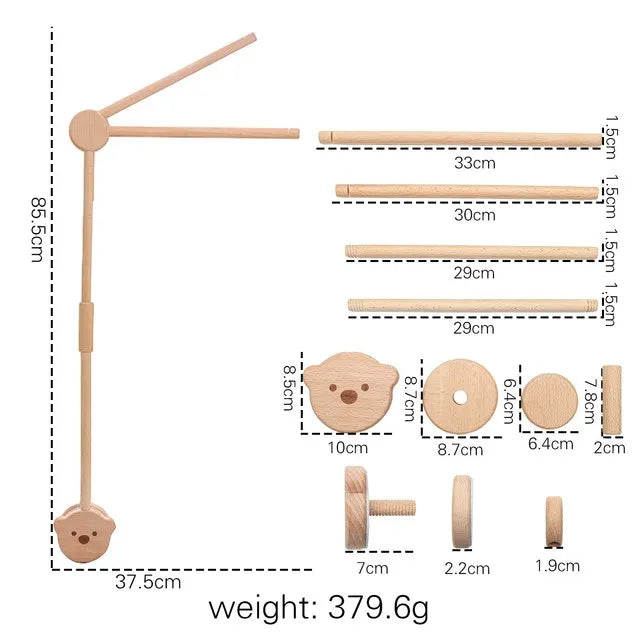 Baby Wooden Crib Mobile & Rattle Toy – Musical Bed Bell for Newborns