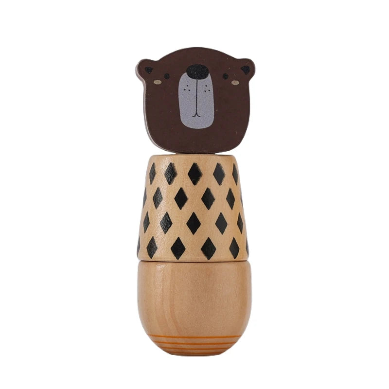 Wooden Montessori Bear Rattle – BPA Free Teething Toy for Babies