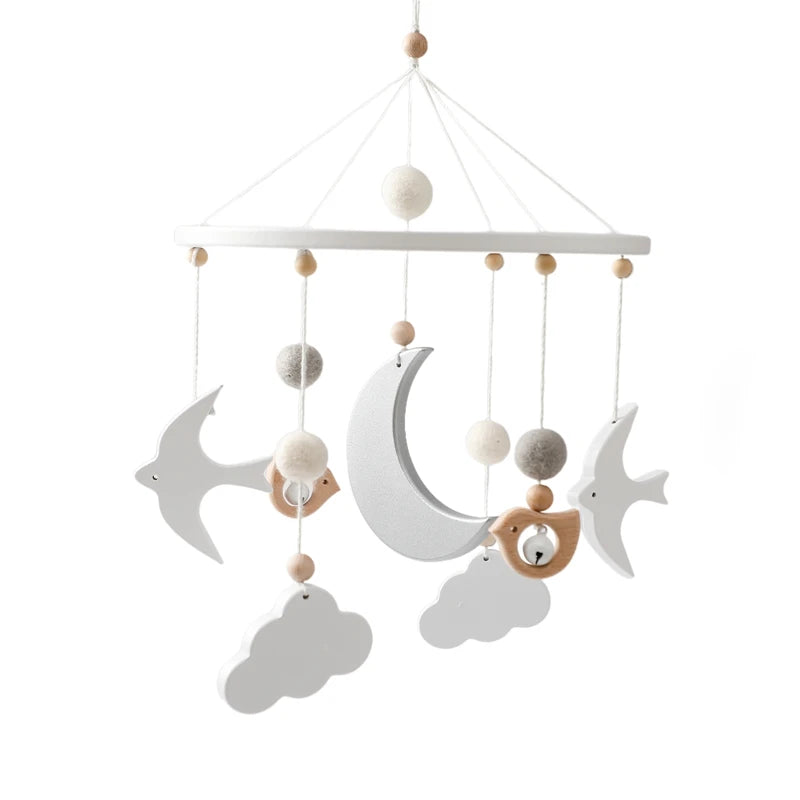 Wooden Baby Crib Mobile Bell – Boho Musical Rattles for Newborns