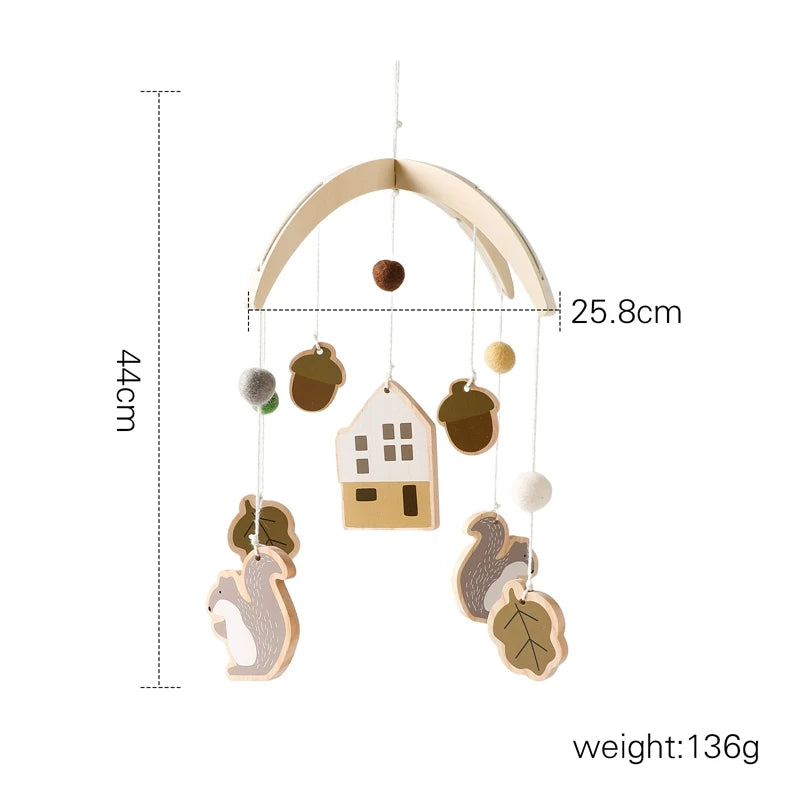 Baby Crib Mobile with Wooden Rabbit | Musical Bed Bell Toy