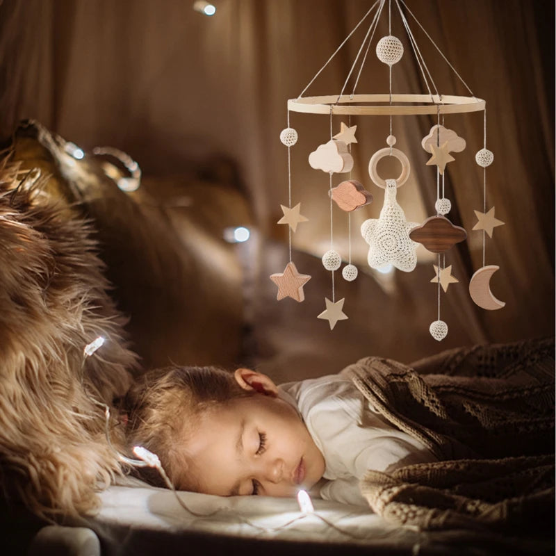 Baby Wooden Crib Mobile – Musical Bed Bell Rattle Toy Gift