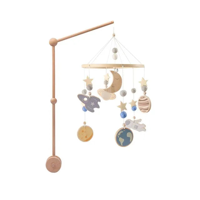 Baby Wooden Crib Mobile & Rattle Toy – Musical Bed Bell for Newborns
