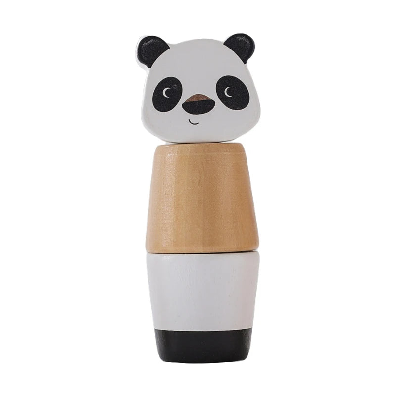 Wooden Montessori Bear Toy – Educational Cartoon Animal Rattle