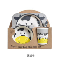 Bamboo Kids Tableware Set – Eco-Friendly Cartoon 5-Piece Gift