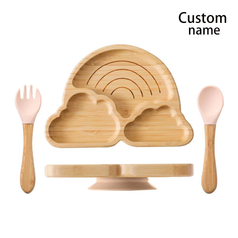 Custom Baby Feeding Set - Bamboo Bowl, Spoon & Fork
