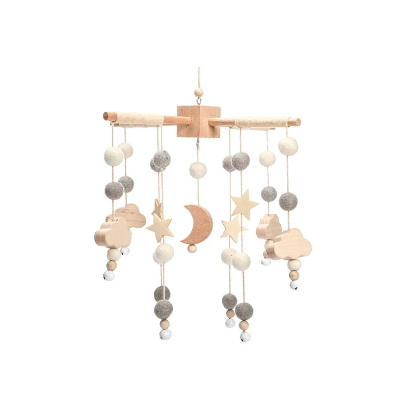 Wooden Baby Crib Mobile with Music Box – Teddy Bear Rattle Toy