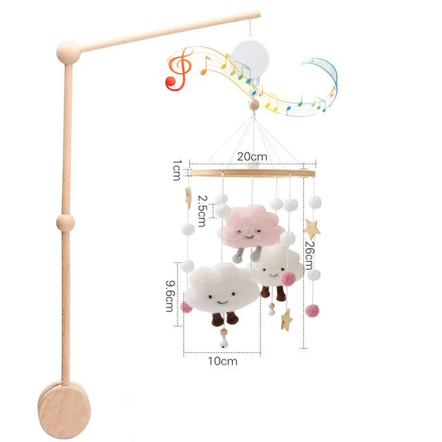 Baby Wooden Crib Mobile & Rattle Toy – Musical Bed Bell for Newborns