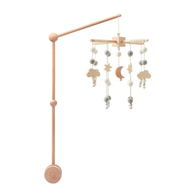 Baby Wooden Crib Mobile & Rattle Toy – Musical Bed Bell for Newborns