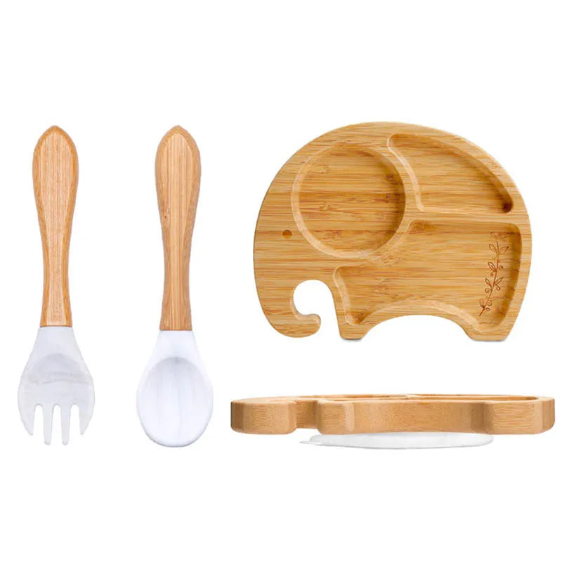 Bamboo Baby Feeding Set - Plates, Fork & Spoon | BPA Free