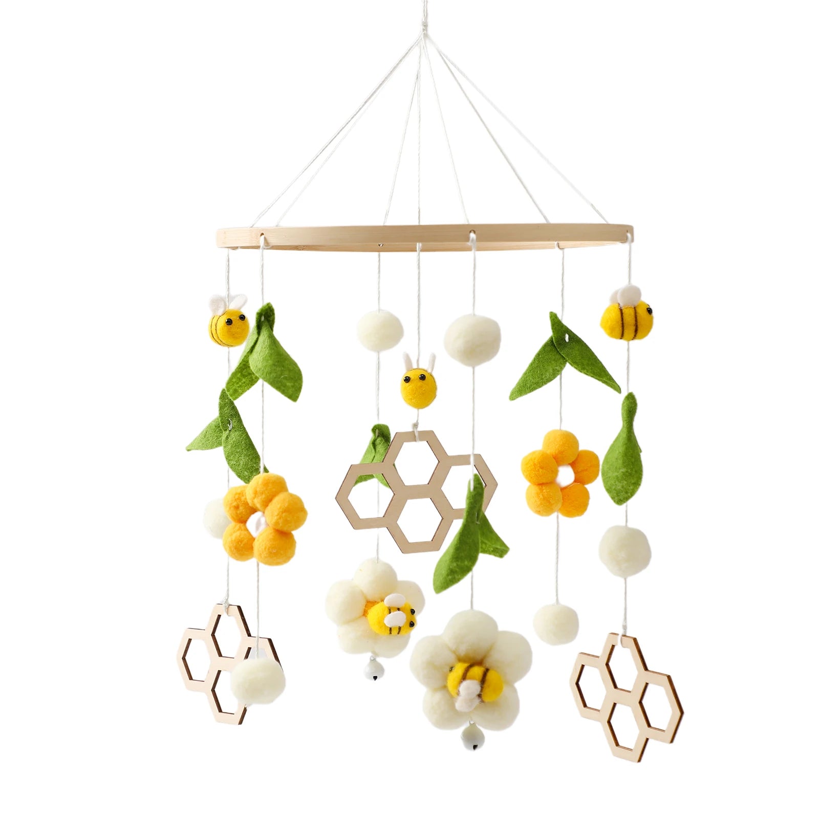 Wooden Baby Crib Mobile Bell – Boho Musical Rattles for Newborns