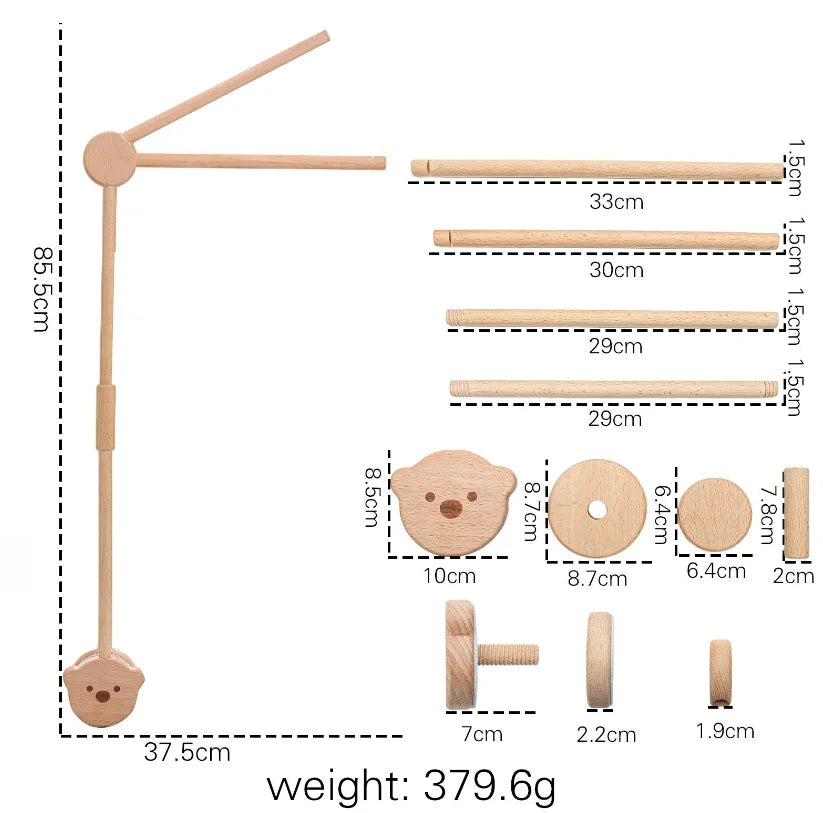 Baby Crib Mobile with Wooden Rabbit | Musical Bed Bell Toy