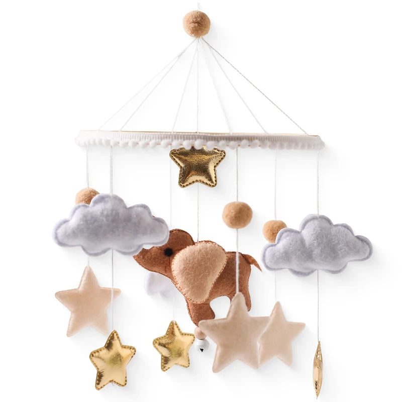 Wooden Baby Crib Mobile – Soft Felt Hot Air Balloon Bed Bell Toy
