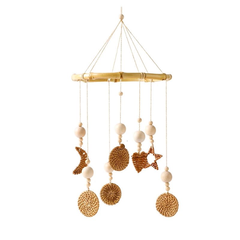 Wooden Baby Crib Mobile Bell – Boho Musical Rattles for Newborns