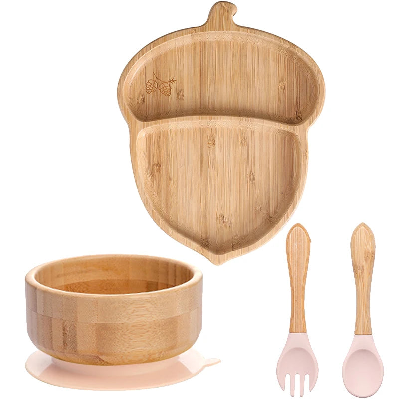 Bamboo Babies 4-Piece Cartoon Dinnerware Set for Safe Baby Feeding - Eco-Friendly, Latex-Free & Customizable