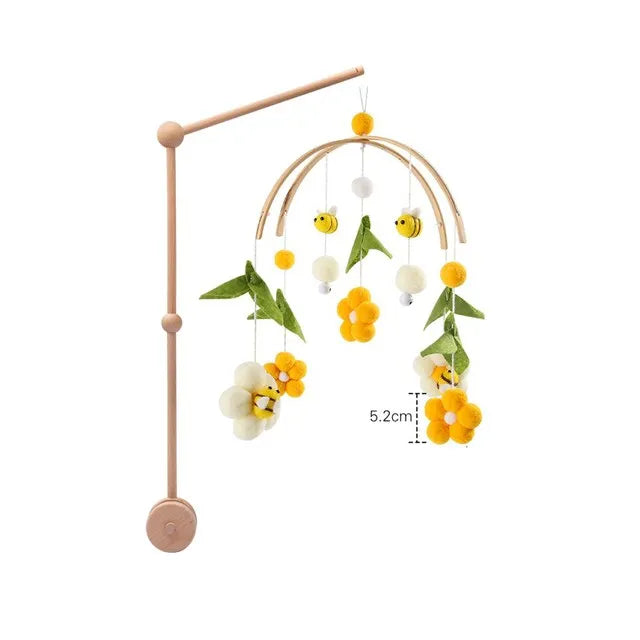 Baby Wooden Crib Mobile & Rattle Toy – Musical Bed Bell for Newborns