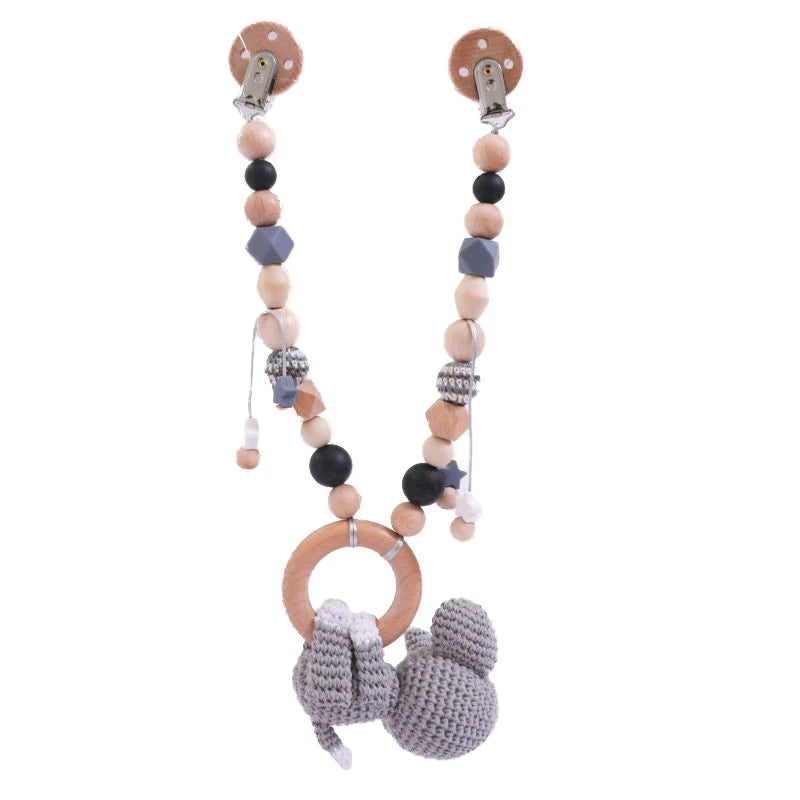 Baby Wood Crochet Stroller Toy – Elephant Crib Rattle Mobile