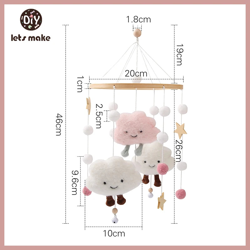 Wooden Baby Mobile – Bear, Moon & Stars Crib Toy | Soft Felt