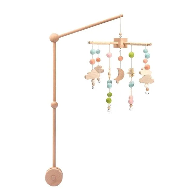 Baby Wooden Crib Mobile & Rattle Toy – Musical Bed Bell for Newborns