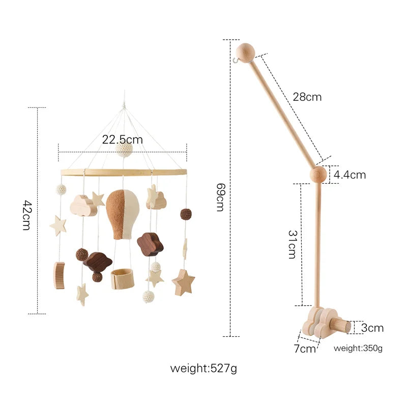 Baby Wooden Crib Mobile & Rattle Toy – Musical Bed Bell for Newborns