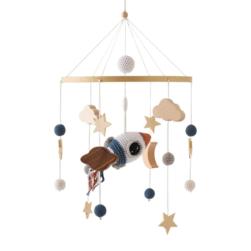 Wooden Baby Crib Mobile – Soft Felt Hot Air Balloon Bed Bell Toy