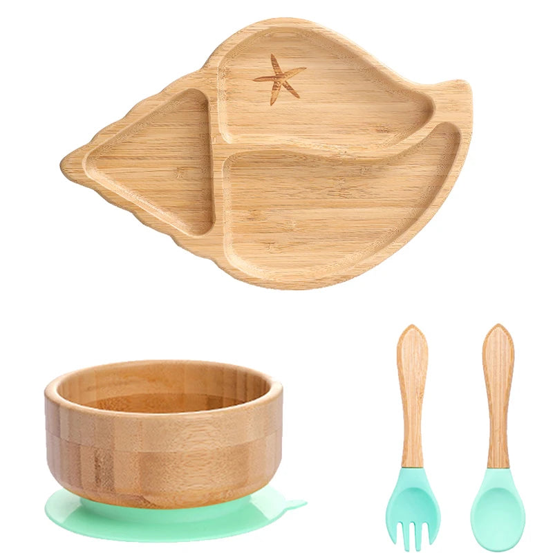 Bamboo Babies 4-Piece Cartoon Dinnerware Set for Safe Baby Feeding - Eco-Friendly, Latex-Free & Customizable