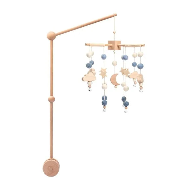 Baby Wooden Crib Mobile & Rattle Toy – Musical Bed Bell for Newborns