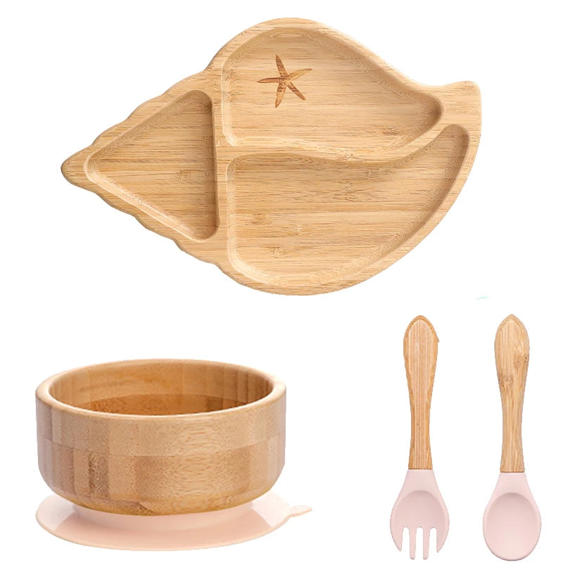 Bamboo Babies 4-Piece Cartoon Dinnerware Set for Safe Baby Feeding - Eco-Friendly, Latex-Free & Customizable