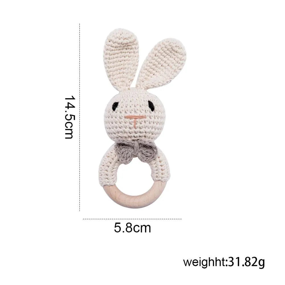 Crochet Bunny Baby Rattle & Teether | Wooden Toys