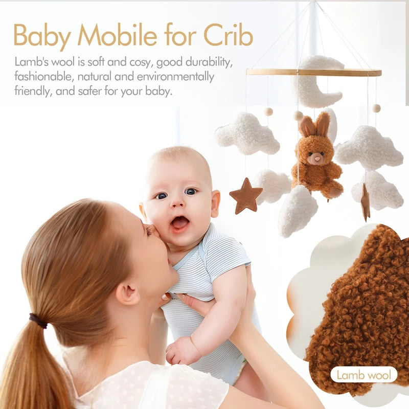 Baby Mobile Rattles: Velvet Toys for Cribs | Bear & Rabbit Dolls