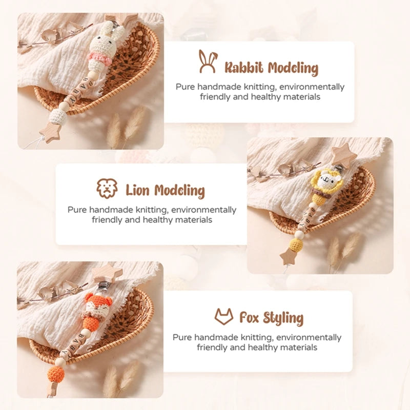 Wooden Personalized Baby Pacifier Clip – BPA Free, Teething Gift