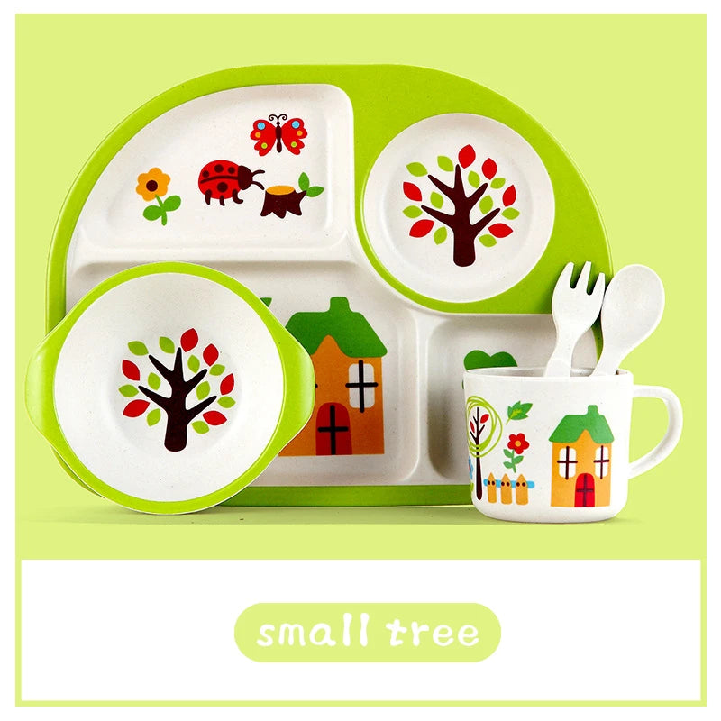 Bamboo Fiber Baby Plates – Fall-Proof Cartoon Kids Tableware
