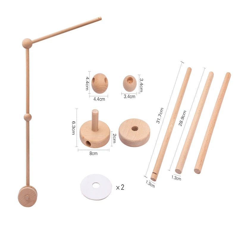 Wooden Baby Mobile – Bear, Moon & Stars Crib Toy | Soft Felt