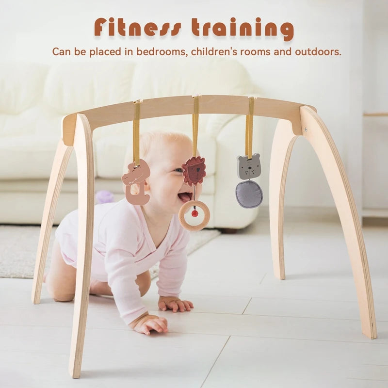 Montessori Wooden Baby Gym Frame – Sensory Rattle Toys Set