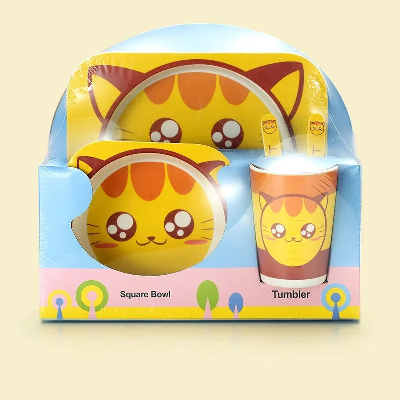 Bamboo Kids Dinnerware Set - Bowls, Plates & Utensils