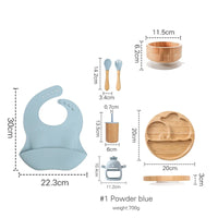 Eco-Friendly 7-Piece Bamboo & Silicone Baby Feeding Set - Safe, Non-Toxic Dinnerware for Kids