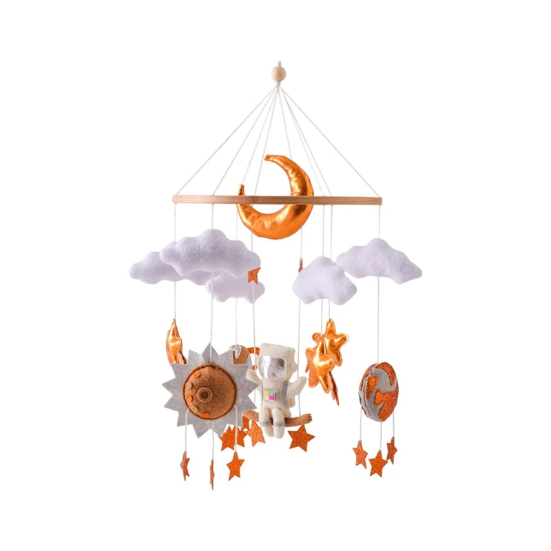Wooden Baby Crib Mobile – Soft Felt Hot Air Balloon Bed Bell Toy