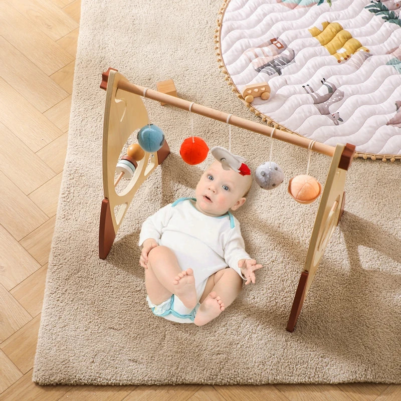 Montessori Wooden Baby Activity Gym – Foldable Rocket Frame Toy