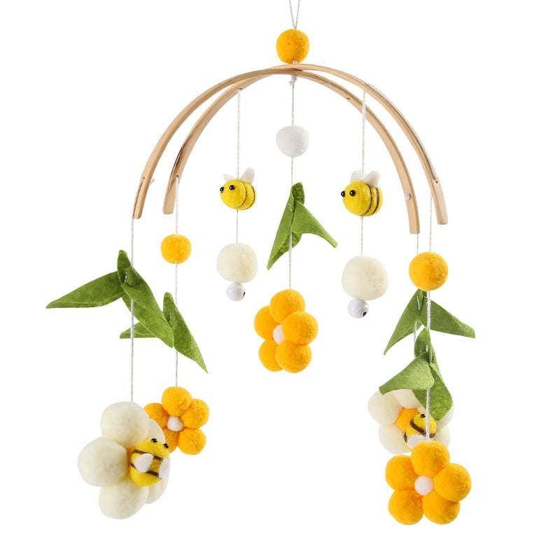 Wooden Baby Crib Mobile Bell – Boho Musical Rattles for Newborns