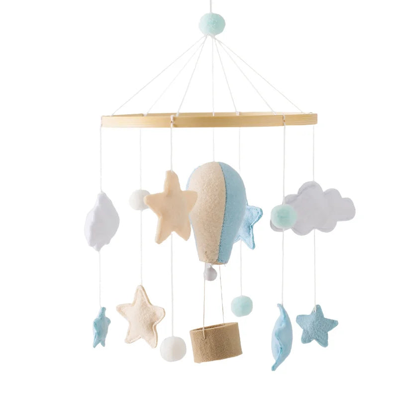 Wooden Baby Crib Mobile – Soft Felt Hot Air Balloon Bed Bell Toy
