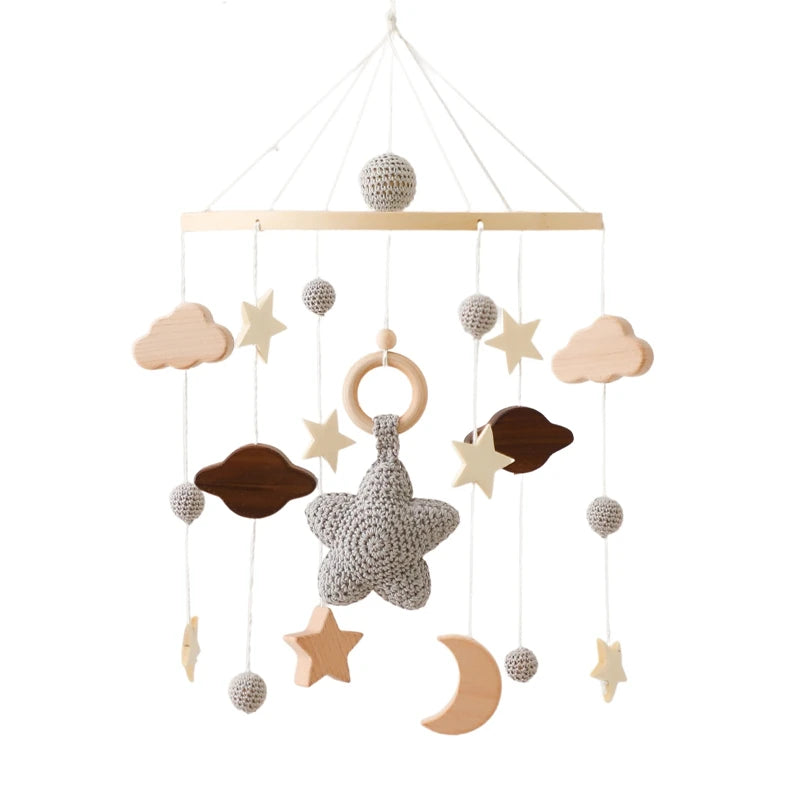 Wooden Baby Crib Mobile – Soft Felt Hot Air Balloon Bed Bell Toy
