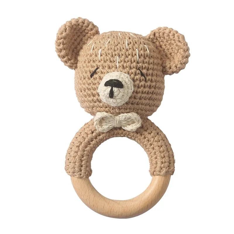 Crochet Bunny Baby Rattle & Teether | Wooden Toys