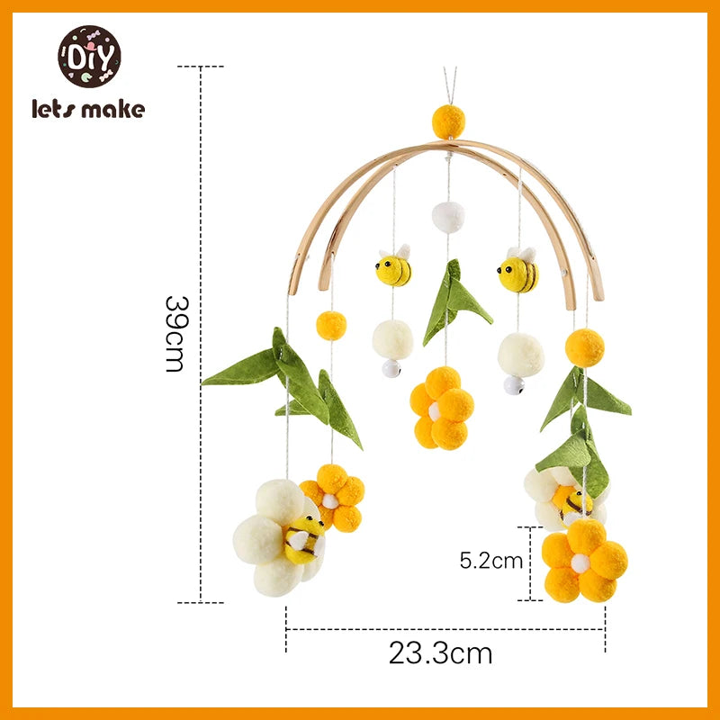 Wooden Baby Mobile – Bear, Moon & Stars Crib Toy | Soft Felt