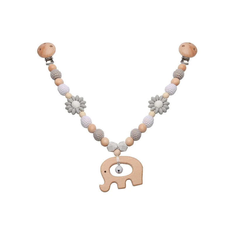 Baby Wood Crochet Stroller Toy – Elephant Crib Rattle Mobile