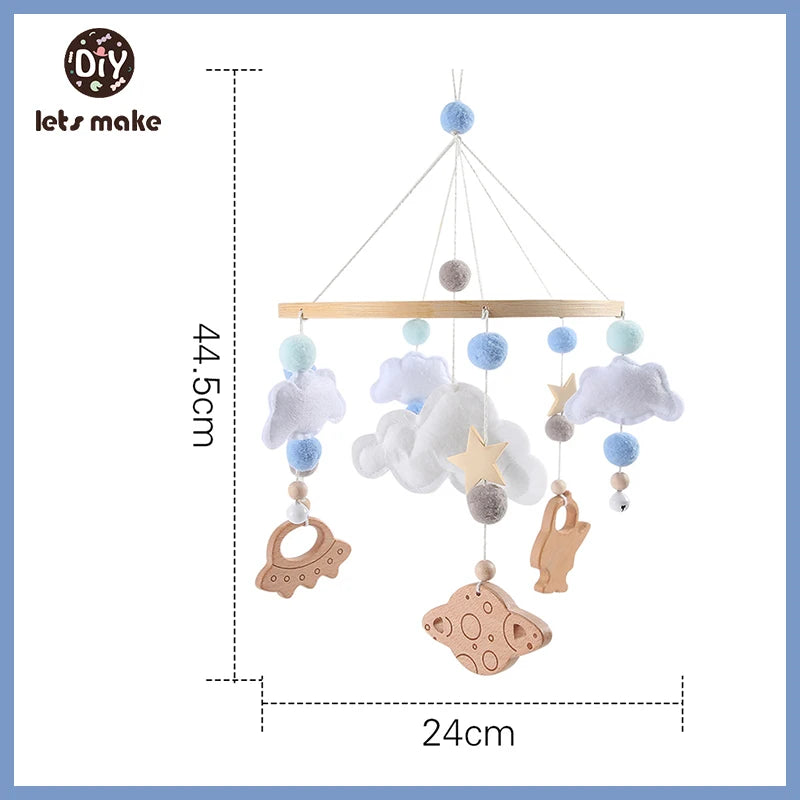 Wooden Baby Mobile – Bear, Moon & Stars Crib Toy | Soft Felt
