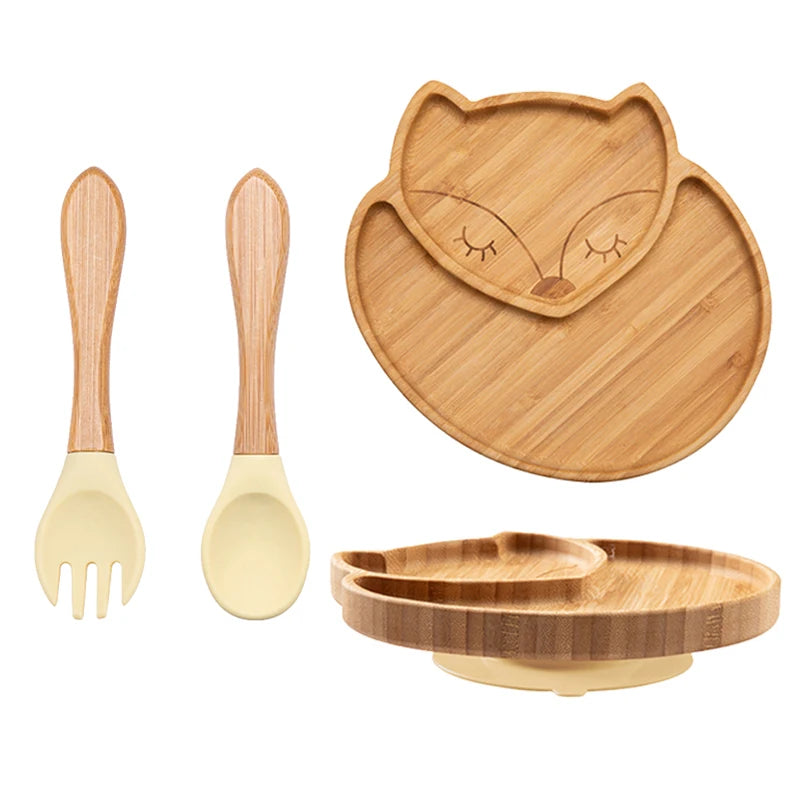 Bamboo Baby Feeding Set - Plates, Fork & Spoon | BPA Free