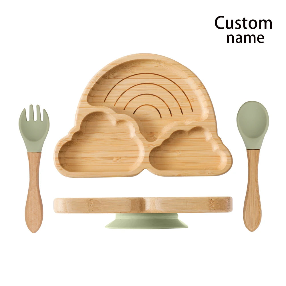 Custom Baby Feeding Set - Bamboo Bowl, Spoon & Fork