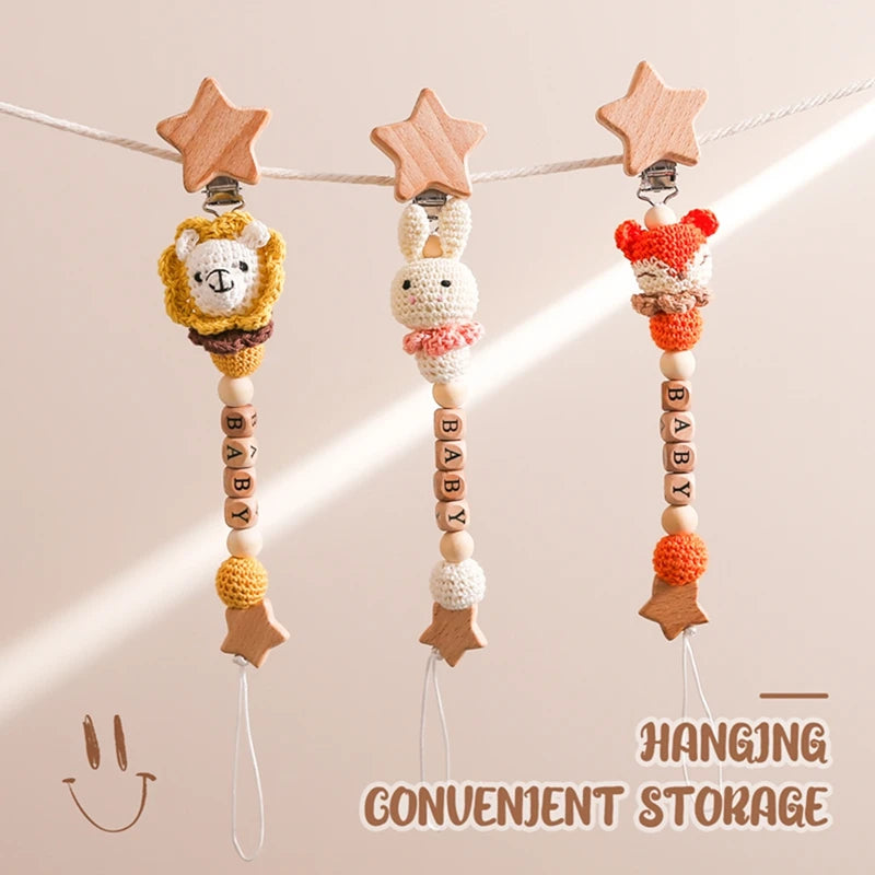 Wooden Personalized Baby Pacifier Clip – BPA Free, Teething Gift